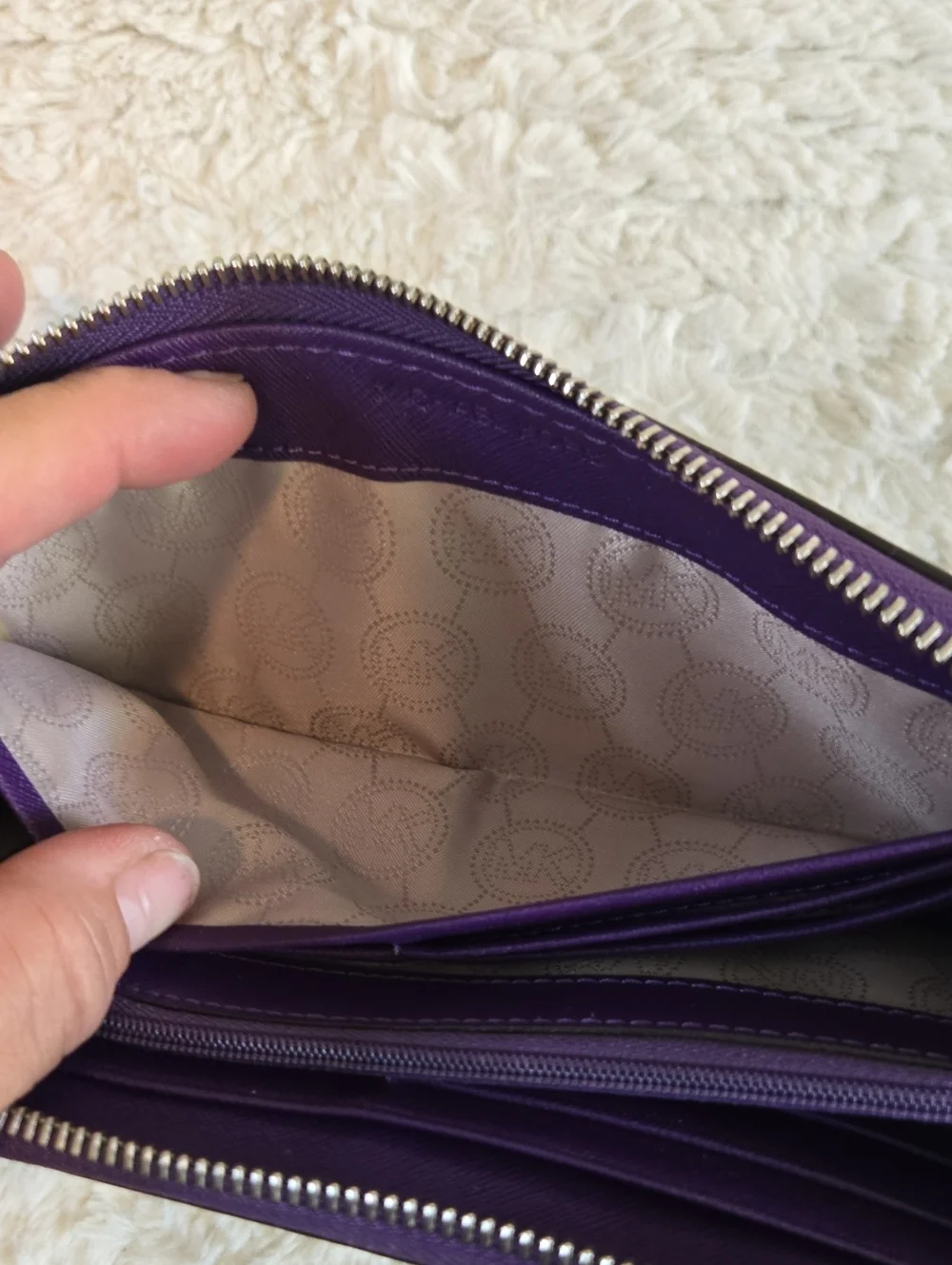 MICHAEL KORS Purple Saffiano Zip-Around Wallet